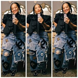 Trendy Distressed Blue Boyfriend Jeans